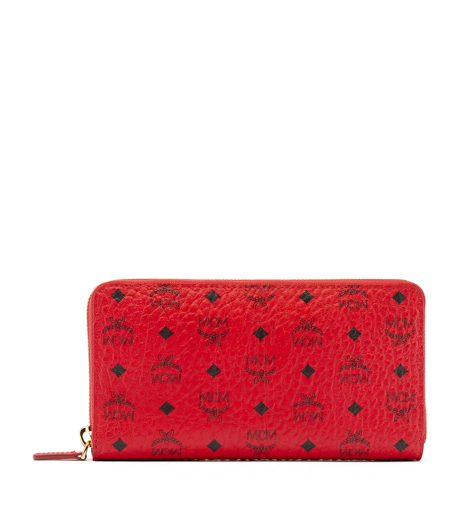 Mcm Color Visetos Zip Around Wallet in Red (Dark Red) Lyst